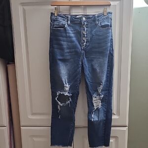 ⚜️Cello Distressed High Rise Stretch Ankle Jeans in Blue